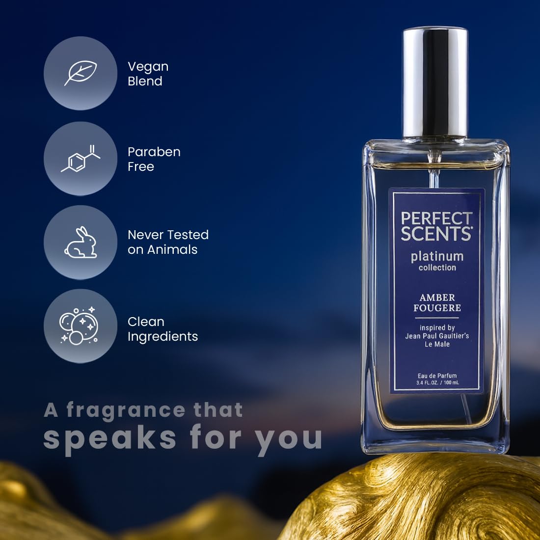 Perfect Scents Fragrances | Inspired by Jean Paul Gaultier’s Le Male | Platinum Collection | Amber Fougere | Men’s Eau de Parfum | Vegan, Paraben & Phthalate Free | Never Tested on Animals | 3.4 Fl Oz - Image 3