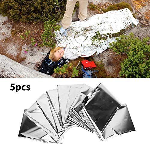 Image of Life Emergency Survival Blanket, 5PCS Outdoor Camping Blanket Hiking Earthquake First Aid Supplies(Silver) for Emergency
