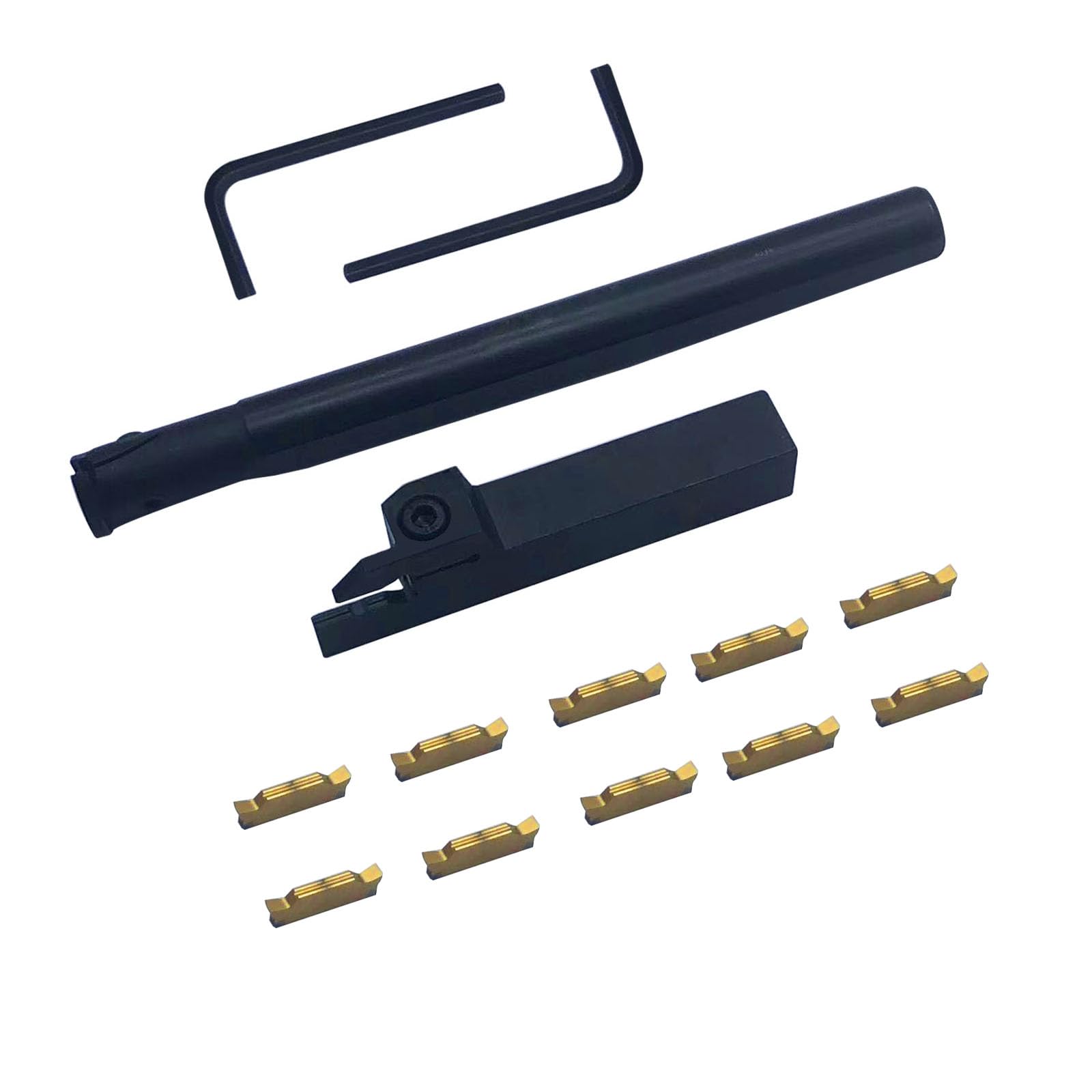 LAHDYFHOE 5/8" Grooving Tool Holder 2pcs Grooving Holder Turning Holder with 10pcs MGMN300 Indexable Carbide Grooving Inserts for Metal Lathe Cutting Tools (5/8"Grooving Tool Holder+MGMN300)