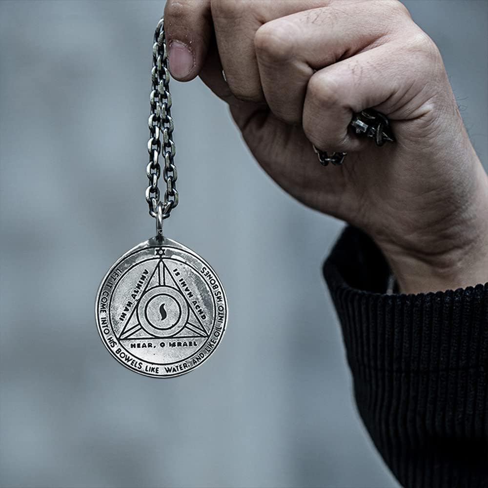 NIGHTCRUZ Key of Solomon Pendant Necklace, The Fourth Pentacle of Saturn - Image 4