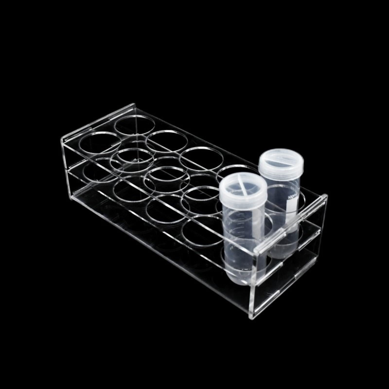 Tubos de ensayo vacíos transparentes con tapas, Rack de equipos de laboratorio for tubos de centrífuga de 100 ml Soporte for 8 tubos Soporte transparente for tubos de ensayo Diámetro 40 mm