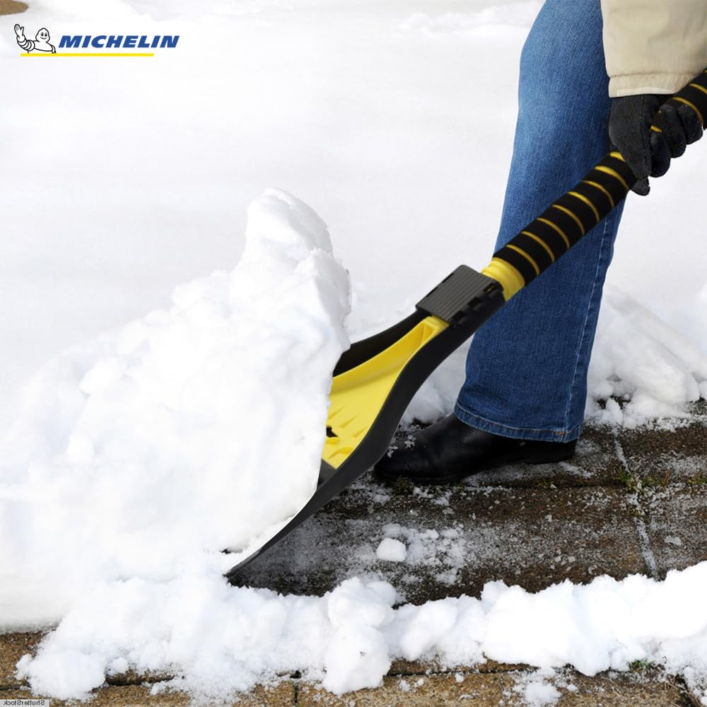 MICHELIN MC6986 Pala Da Neve 3 In 1 Con Raschietto Per Ghiaccio Integrato, Impugnatura Antiscivolo, Compatta E Robusta, Attrezzo Invernale Per Auto