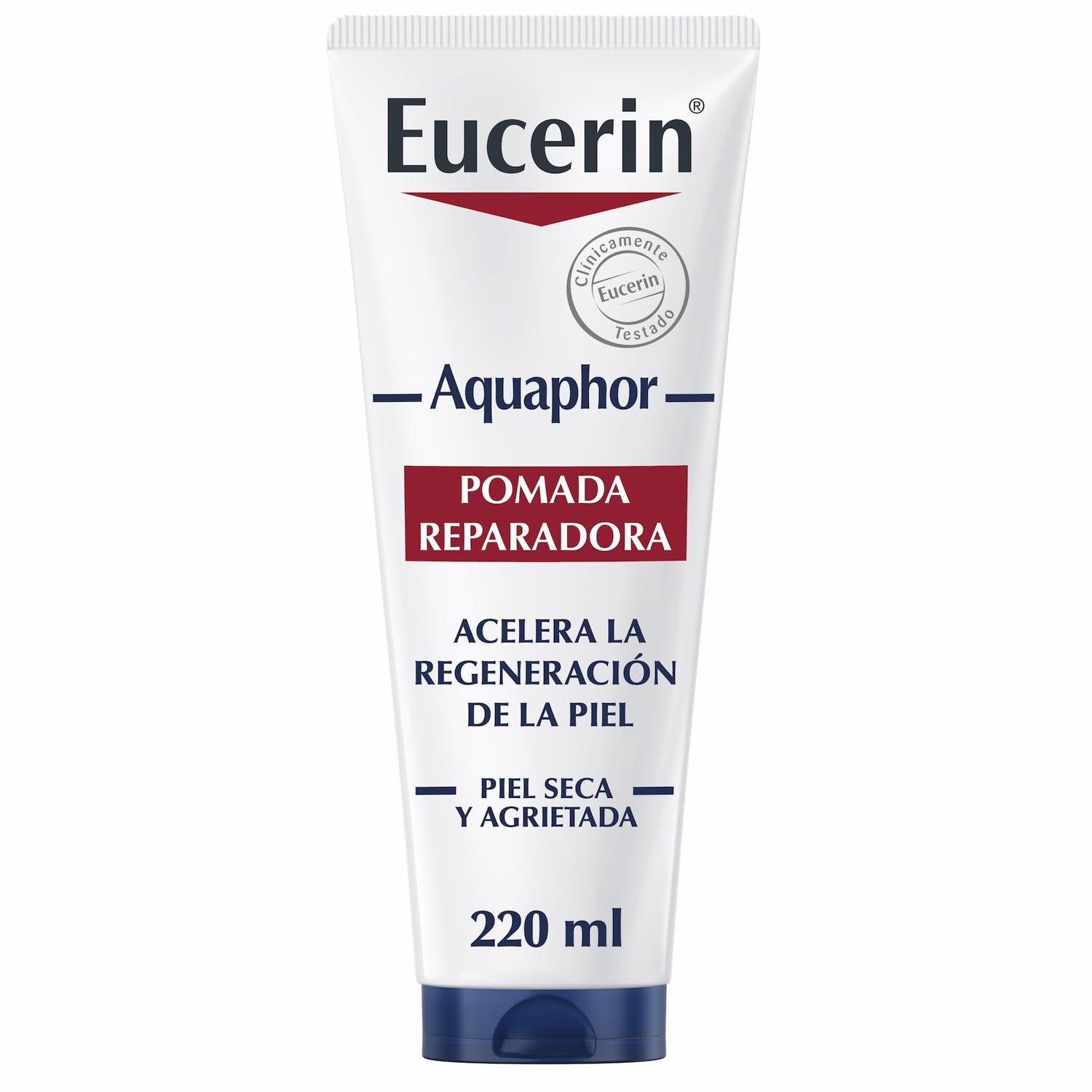 Eucerin Aquaphor Pomada Reparadora 220 ml – Crema Corporal Hidratante para Piel Seca y Agrietada - Pomada Cicatrizante con Pantenol y Bisabolol que Calma y Regenera - Sin Perfume y No Comedogénica