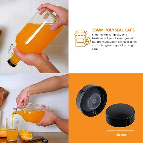 Miniatura 4 de True Fabrications jarra de cerveza reutilizable de vidrio transparente 12 galón con tapa de Poly Seal 64 onzas juego de 2 Transparente 2