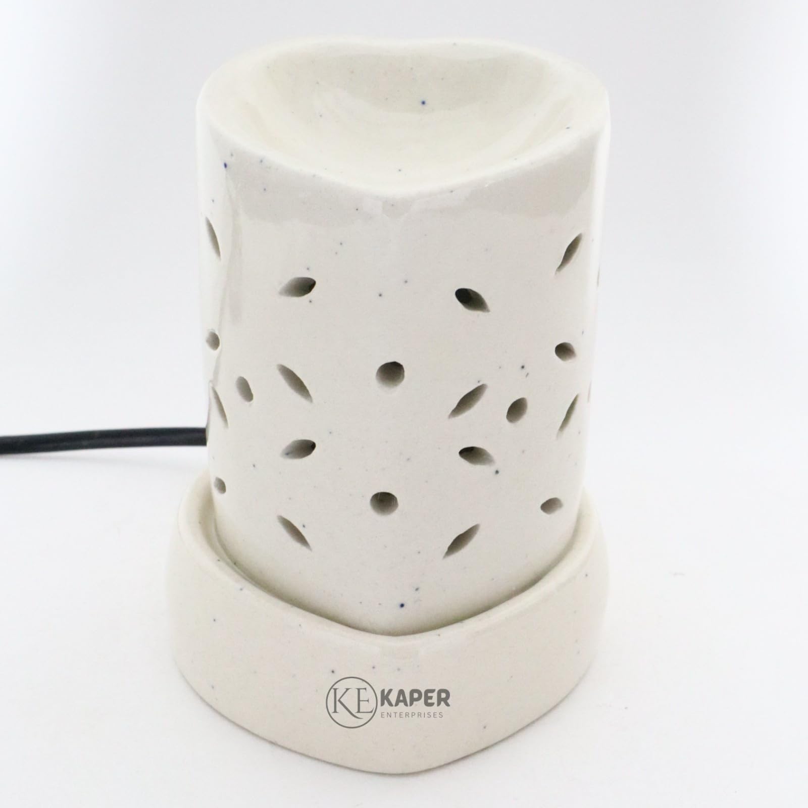 KAPER Home Decor Ceramic Electric Aroma Oil Diffuser Heart Shape Design Night Lamp for Aromatherphy Home Freagnance, Gym, Office, Living, Hotal, Bathroom, 10 ml Fragrance - Combo
