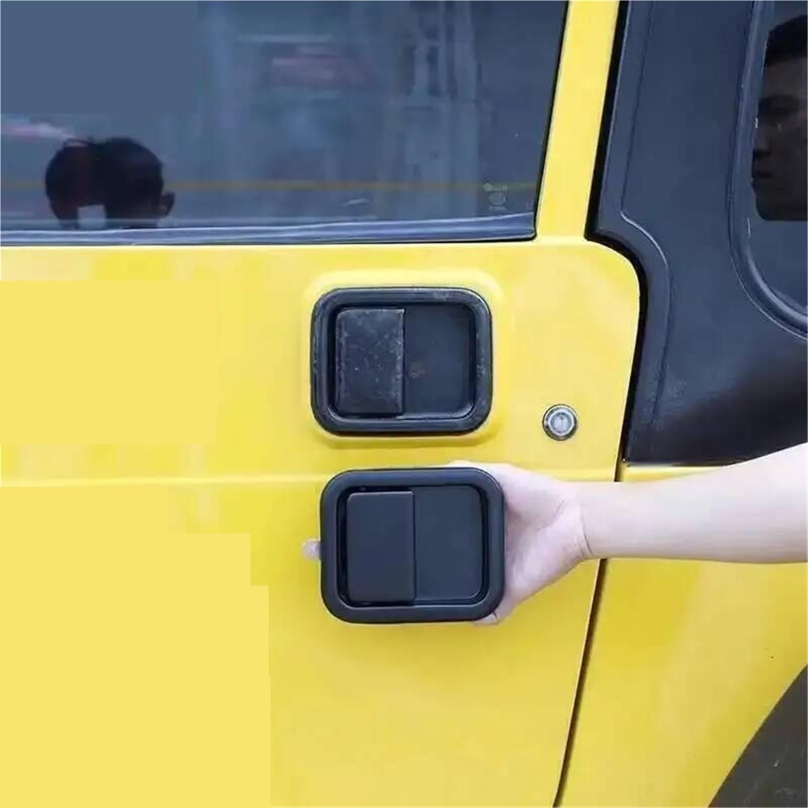 klamka zewnętrzna Zestaw uchwytów do drzwi zewnętrznych wewnątrz samochodu, pasujących do Jeepa, pasuje do Wrangler TJ 1997 1998 1999 2000 2001 2002 2003 2004 2005 2006(Outdoor right 1 pcs)