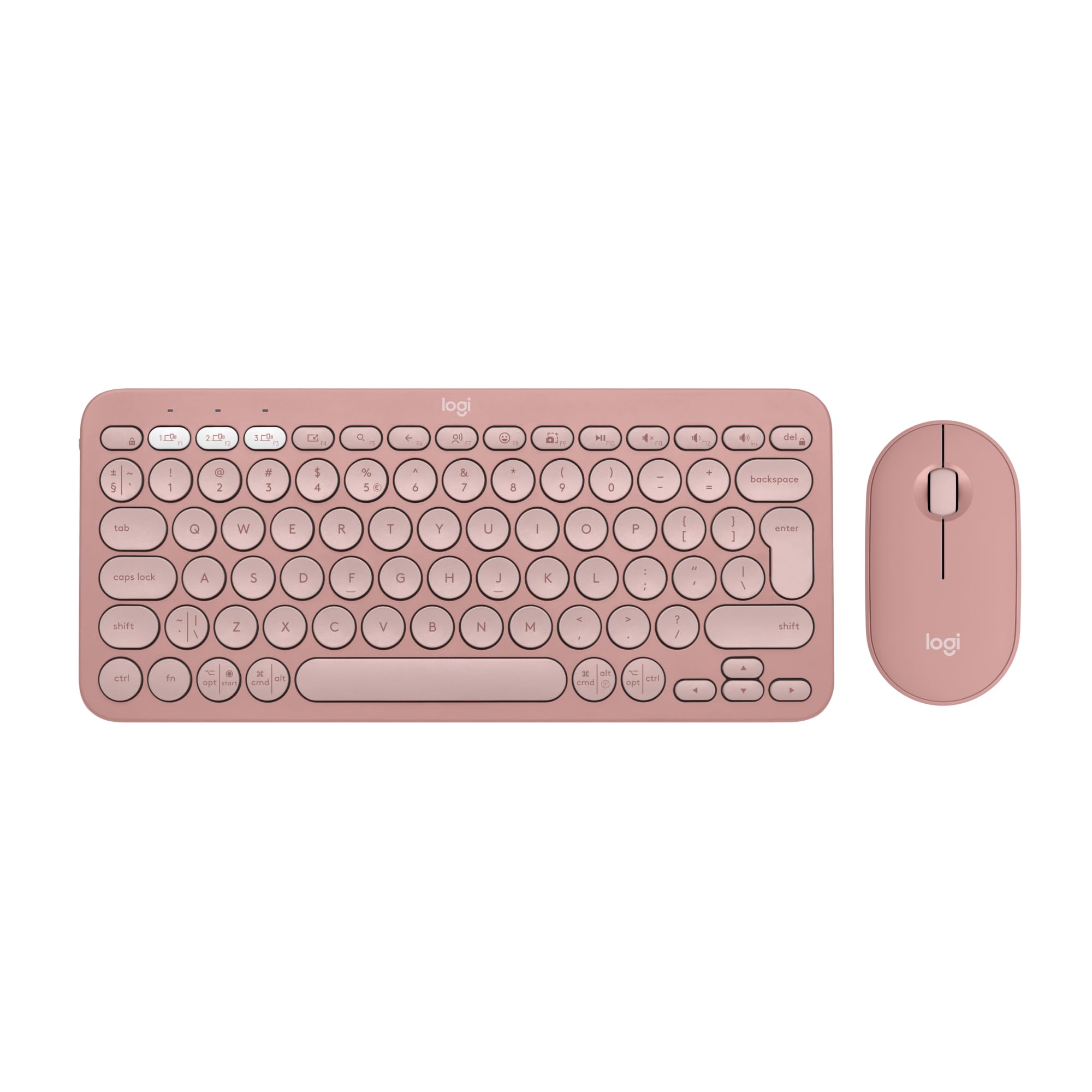 Logitech Pebble 2 Combo, Bezprzewodowa klawiatura i mysz, cicha i przenośna, personalizowana, Logi Bolt, Bluetooth, Easy-Switch dla Windows, macOS, iPadOS, Chrome,QWERTY układ US international, Różowy