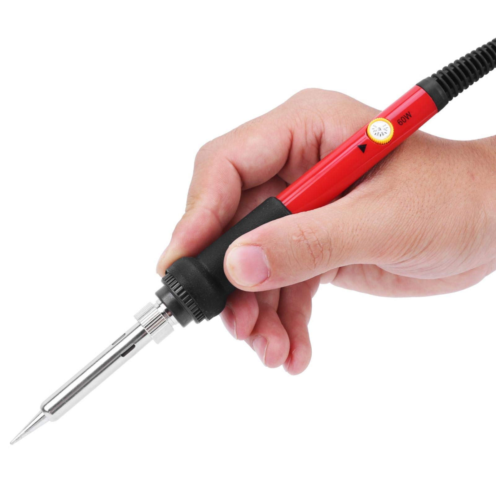 Kit saldatore, 15 pezzi Set saldatore elettrico Utensili per saldatura in legno regolabili a temperatura rossa 60W(220V UE)