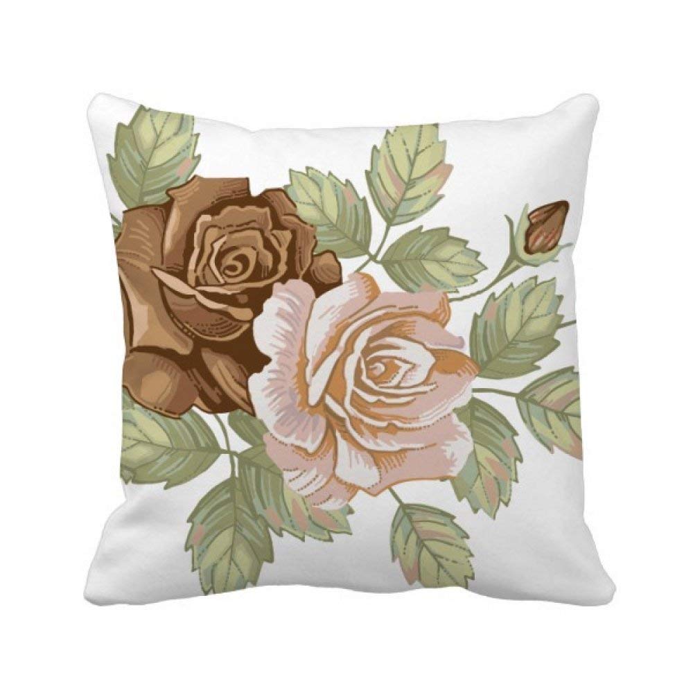 Housse de coussin carrée motif roses blanches pour rénover un fauteuil