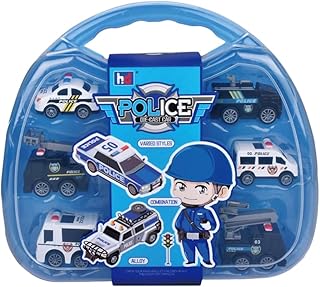 ألعاب سيارات الشرطة موديل 90744 طقم في شنطة من منير تويز، 6 قطع، متعددة الألوان