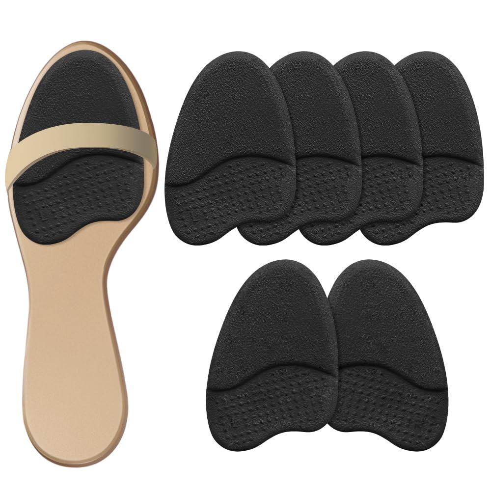 Beautulip Metatarsal Pads for Women, Anti-Sliding Pads for Open Toe Shoes, Ball of Foot Cushions, Shoe Filler, Reduce Foot Slip 3-Pair (Black)