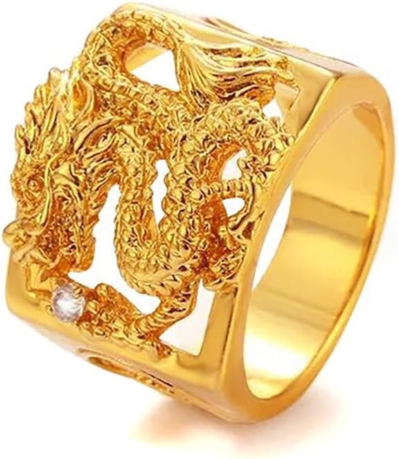 24K Gold Filled Men's Women's Dragon Ring And Austrian Crystal (8)