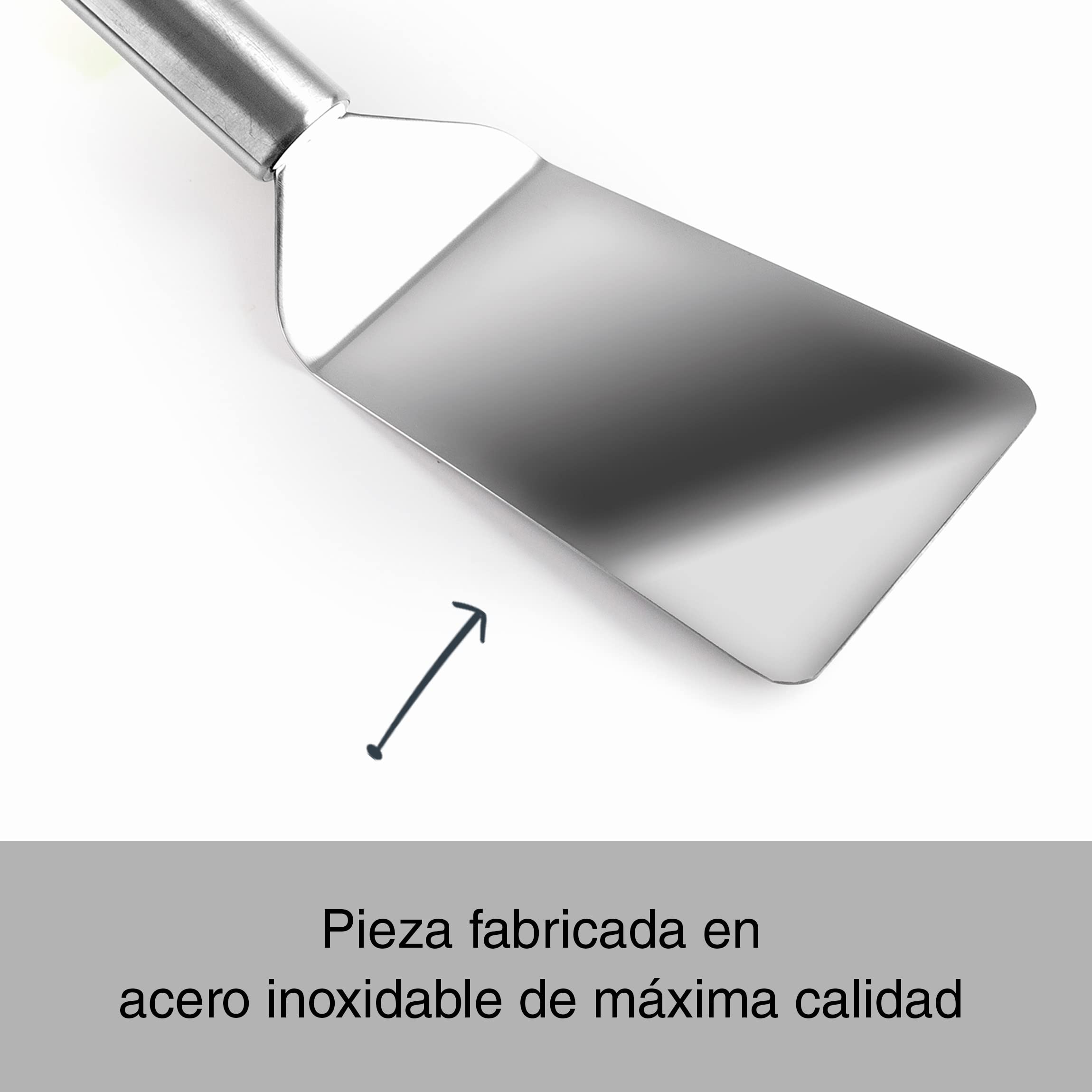 Lacor - 60266 - Spatola piegata per barbecue, Acciaio inossidabile, Impugnatura ergonomica, Lavabile in lavastoviglie, 28 cm, Acciaio inossidabile (Confezione da 2)