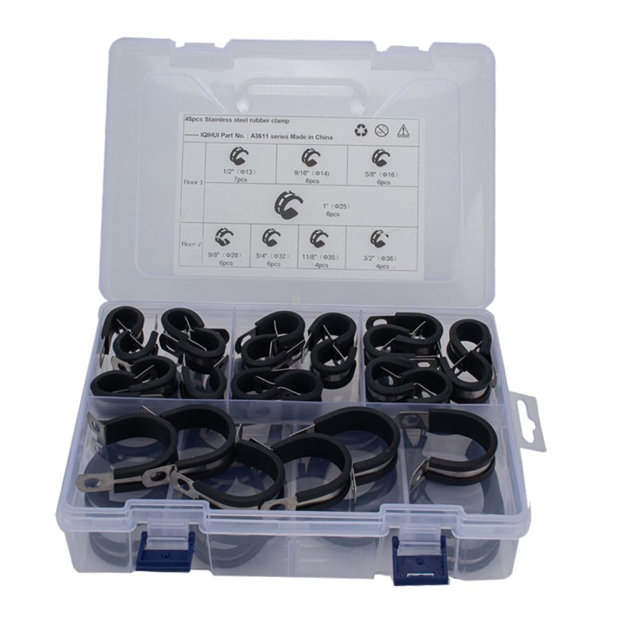 Collier de Serrage en Acier Inoxydable R, Lot de 45 Pièces