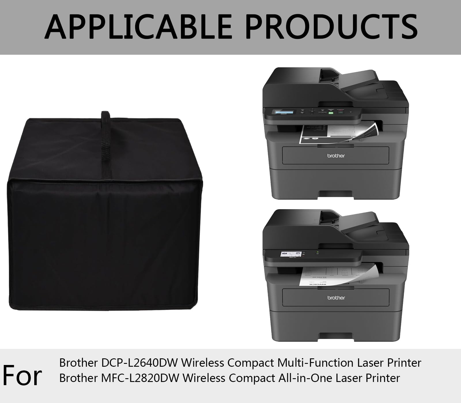 Printer Cover Anti-Static Heavy Duty Heat-Resistant Waterproof Dust Protective Printer Cover Case for Brother DCP-L2640DW Wireless Compact Laser Printer/Brother MFC-L2820DW Wireless Printer (Black)