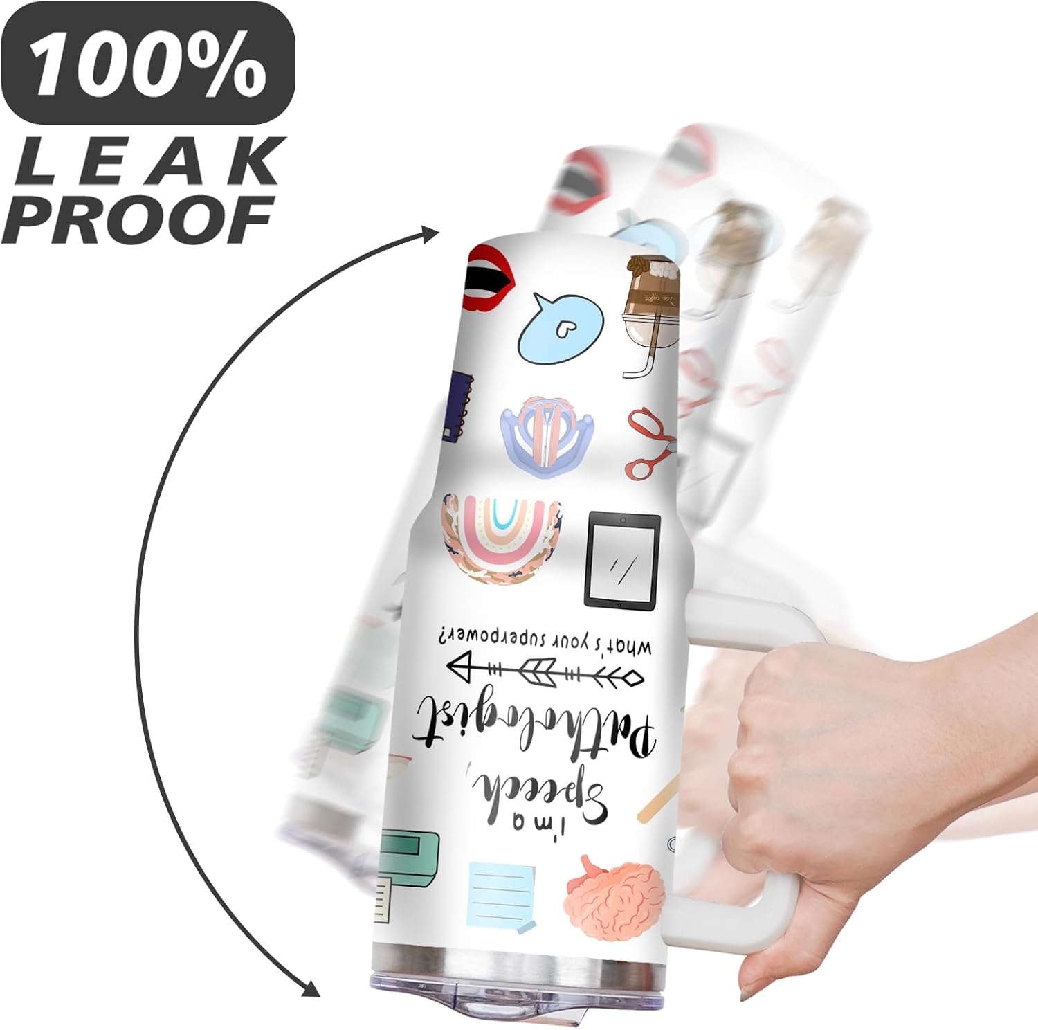 Speech Therapy Tumbler with Handle SLP Travel Coffee Mug Cups Speech Language Pathology Tumblers with Lid and Straw Stainless Steel Insulated Speech Pathologist Therapist Gifts for Women - Image 6