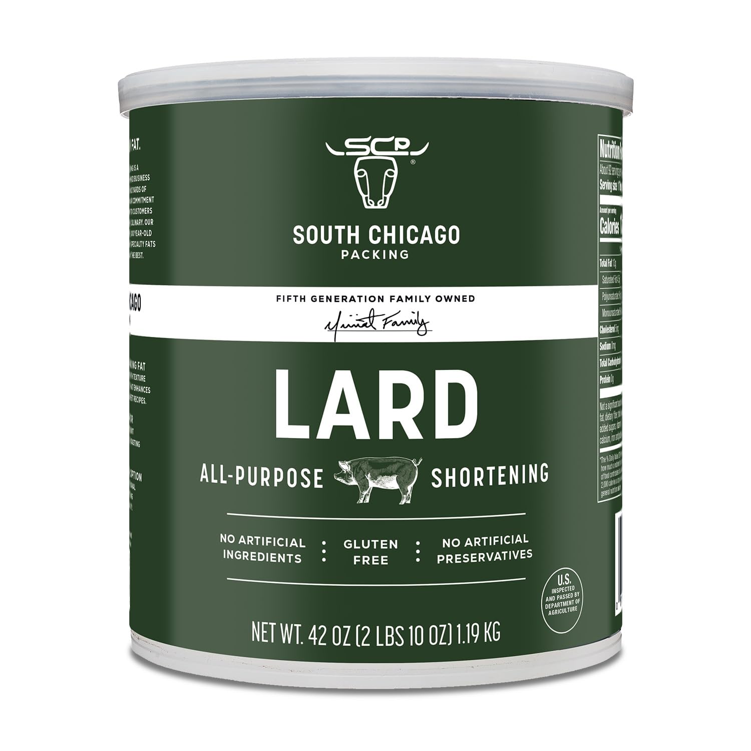 South Chicago Packing Traditonal LARD Shortening, 42 Ounces, Specialty Baking Shortening and Cooking Fat