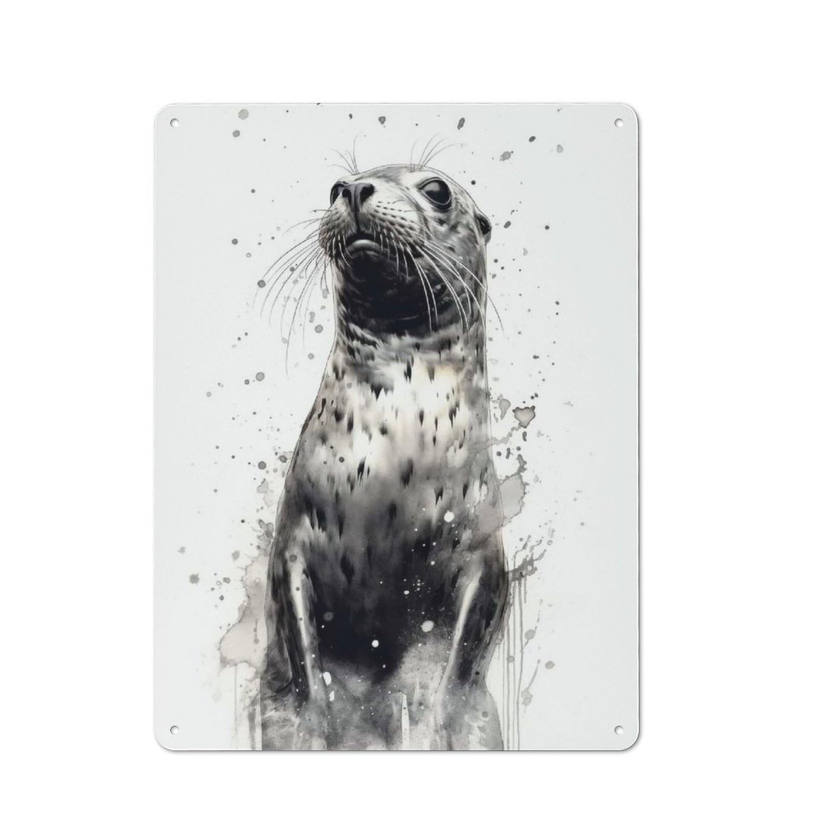 Junmoney Seal Beauty Black Ink Cottage Tin Sign 40X30cm Featuring Porch Wall Decor For Shed, Garden Room, Porch Or Garage