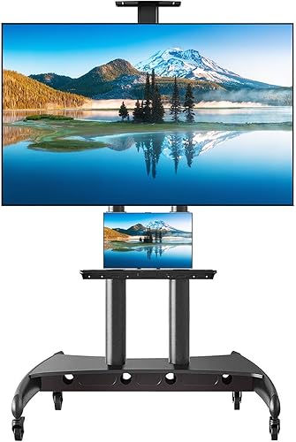 Soporte de TV rodante, soporte de TV móvil para pantallas de 55 a 85 pulgadas de hasta 200 libras, paneles planoscurvos de plasma LCD LED OLED,