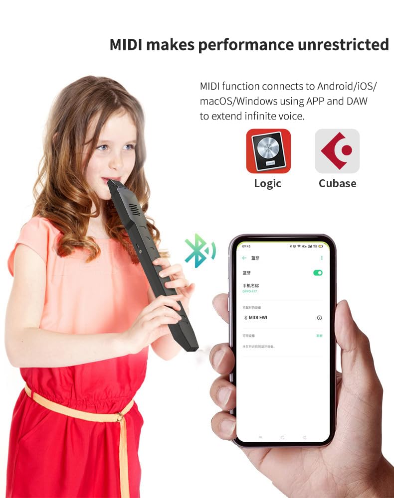 Slowpipe électrique MIDI intégrée 10 tons comme saxophone Hulusi soufflant flûte Suona, etc. Mini instruments à vent numériques pour étudiants, adolescents, enseignants, adultes, personnes âgées