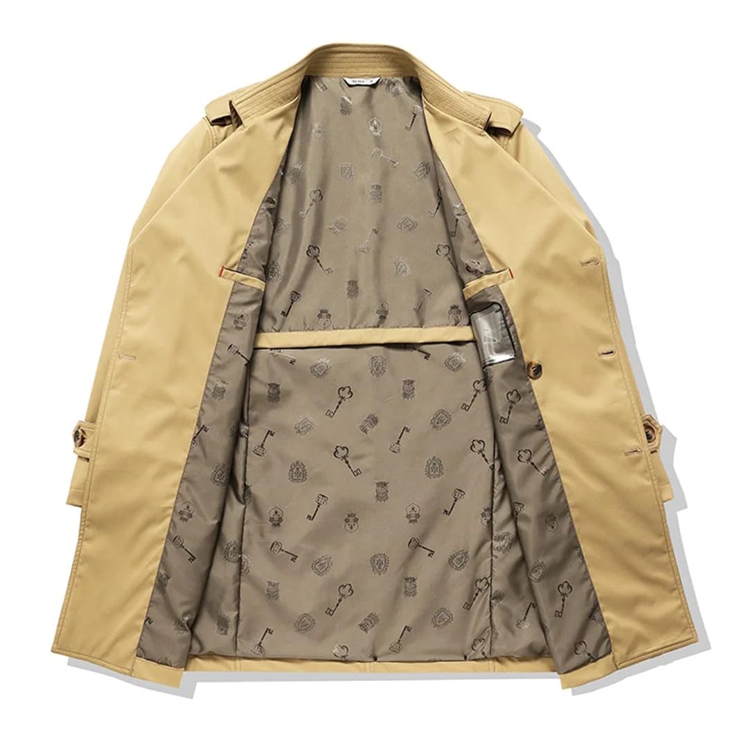 Uomini Tinta unita Trench Coat Con Tasche Capispalla Doppio Petto Giacca Cappotto Casual