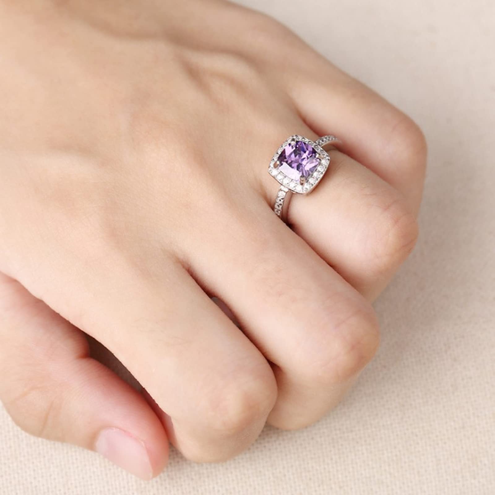 Anello Regolabile In Rame Con Ametista Naturale Fatta A Mano - HDC-R89 - Argento Placcato - Foto 3