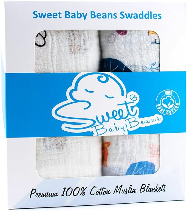 100% Cotton Muslin Baby Swaddles (Bees/Fox)