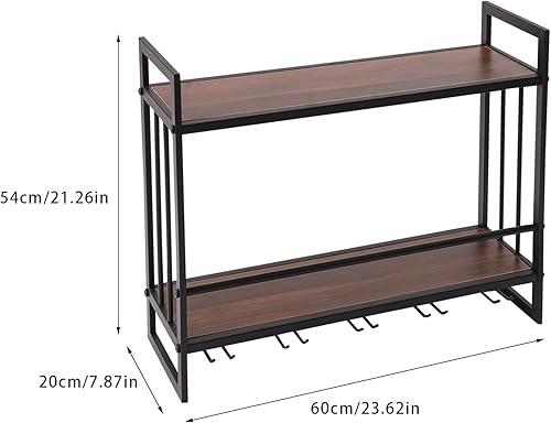 Miniatura 2 de Estante de vino LED montado en la pared, estante para botellas de vino, soporte de metal para colgar vino con 5 soportes de vidrio para almacenar