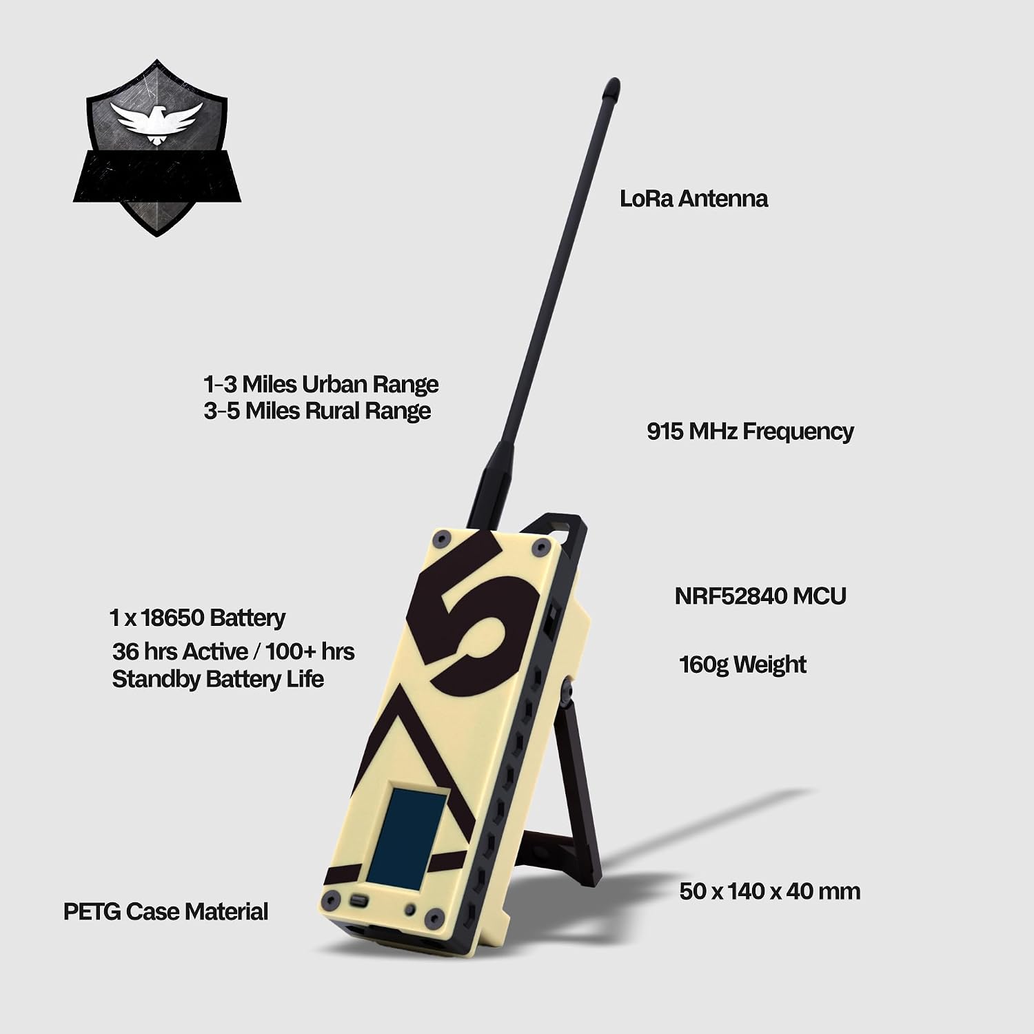 SpecFive Trekker Delta ATAK Meshtastic LoRa GPS Communicator – Long-Range Off-Grid Radio for Secure Messaging, No Cell Service Needed – Ideal for Emergency, Hiking, and Survival Use (Desert Sand)