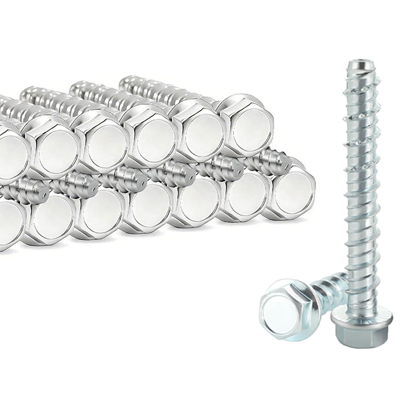 ORTAVA Betonschrauben Sechskantkopf M8x100, 20 Stück Betonschraube verzinkt mit Scheibe für Mauerwerk, Beton, Architektur, Industrie.