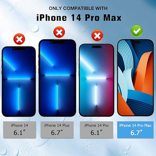 Miniatura 2 de Paquete de 3+2 protectores de pantalla de vidrio y lente de cámara, para iPhone 14 Pro Max, vidrio templado HD y protector de lente de cámara,