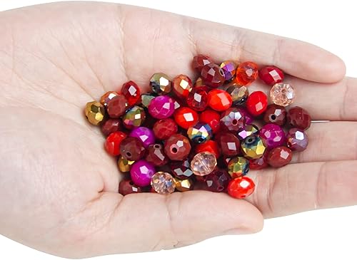 Miniatura 3 de Niziky 500 cuentas de cristal para la fabricación de joyas, cuentas de vidrio Rondelle facetadas rojas multicolor de 0.157 pulgadas con agujero,