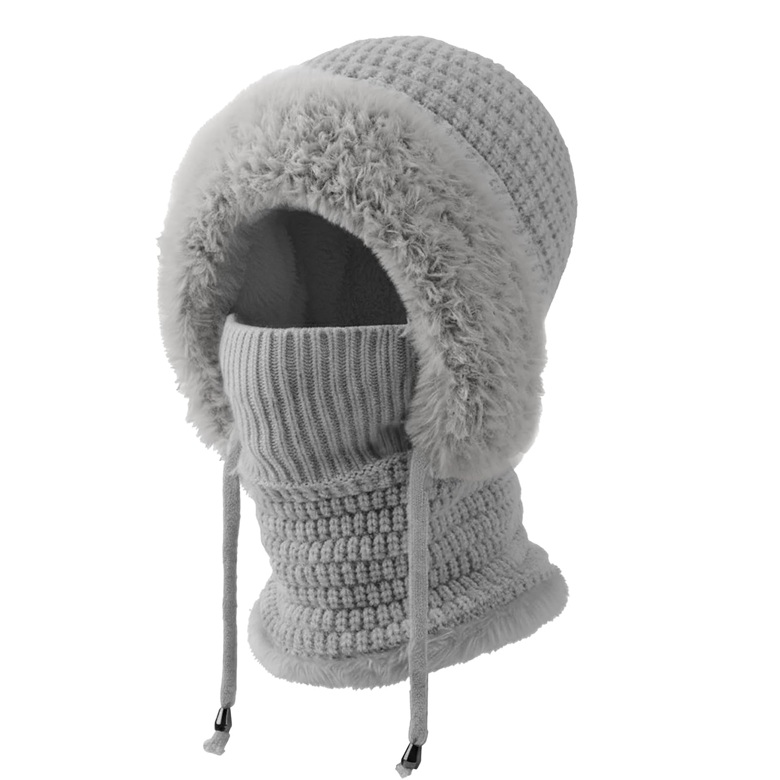 DRESHOW Strick Sturmhaube Damen Winter Thermo Mütze mit Hals