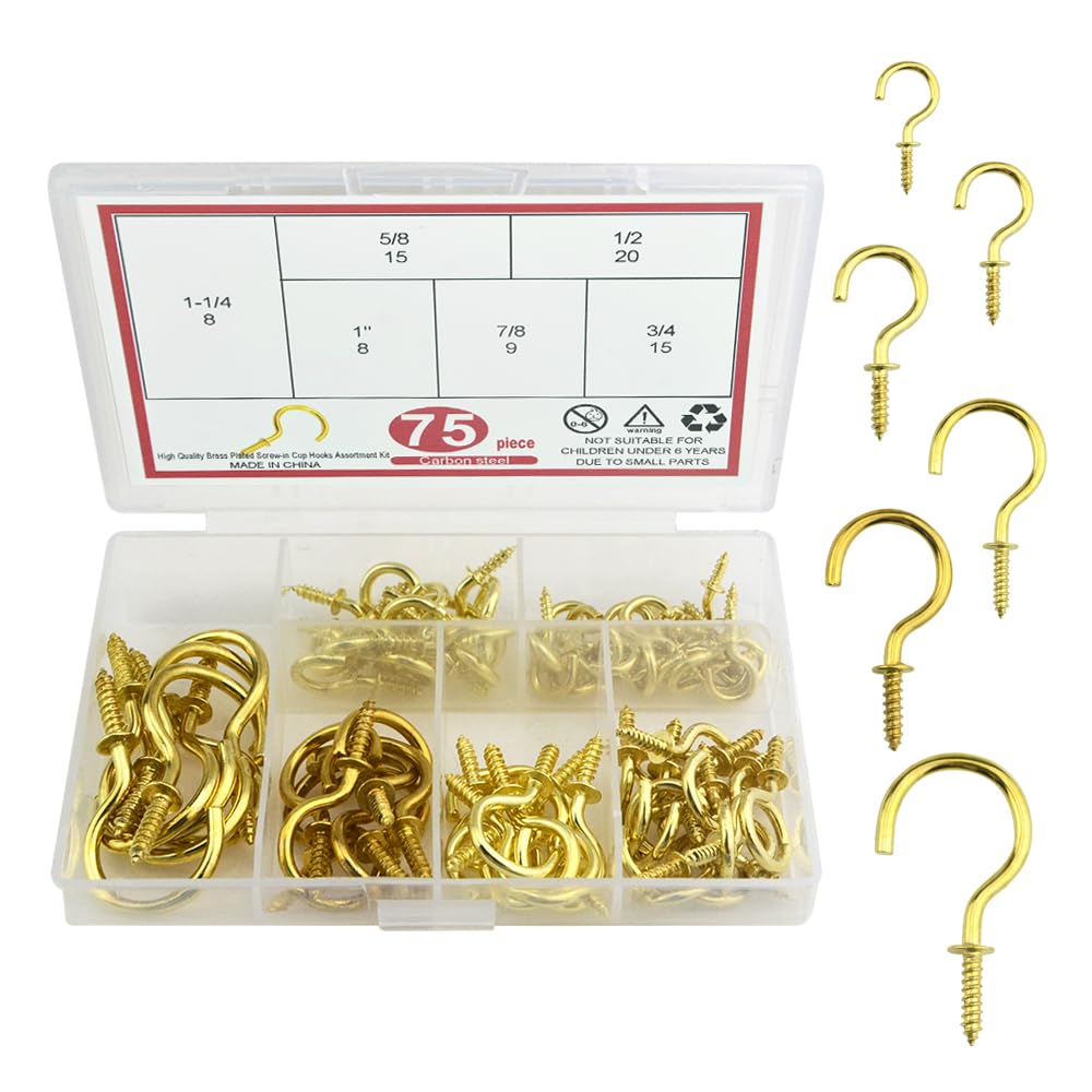 Amazon | WMYCONGCONG 75個セット ねじフック ニッケルメッキ炭素鋼