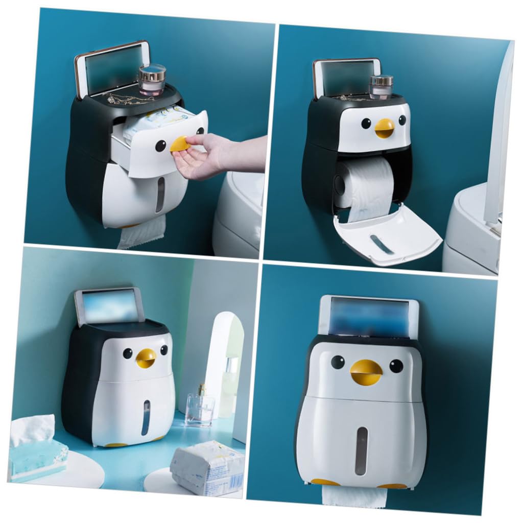 Pinguin Taschentuchhalter aus Kunststoff in Weiß, Wasserfest