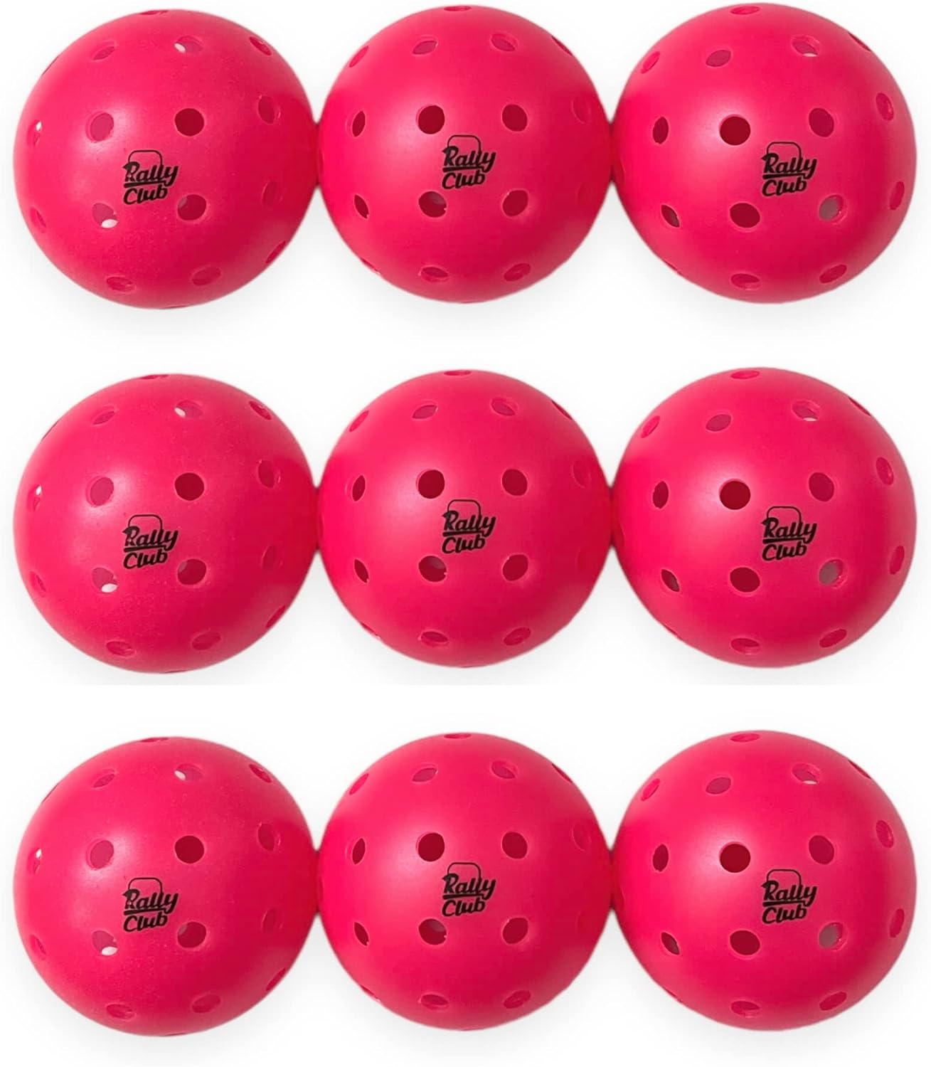 Rally Club Outdoor Pickleballs - Seamless One-Piece Rotational Molded Construction - 40 Holes - Premium Performance and Extreme Durability - Neon Pink