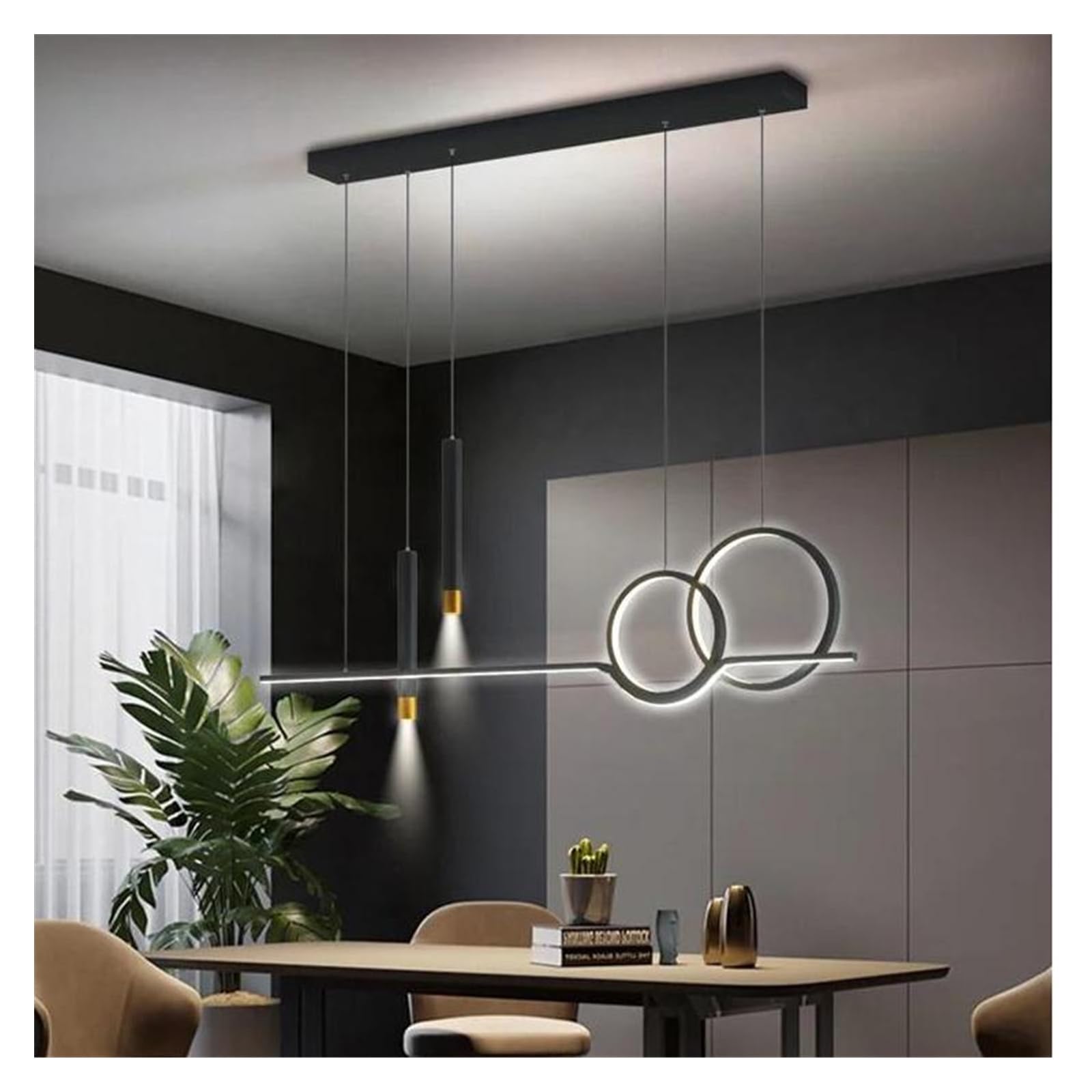 Lámparas de araña , Lámpara de araña LED nórdica for comedor, dormitorio, hotel, cafetería, restaurante, estudio, vestíbulo, sala estar, oficina, lámparas interior for el hogar(Warm white,B-Black)