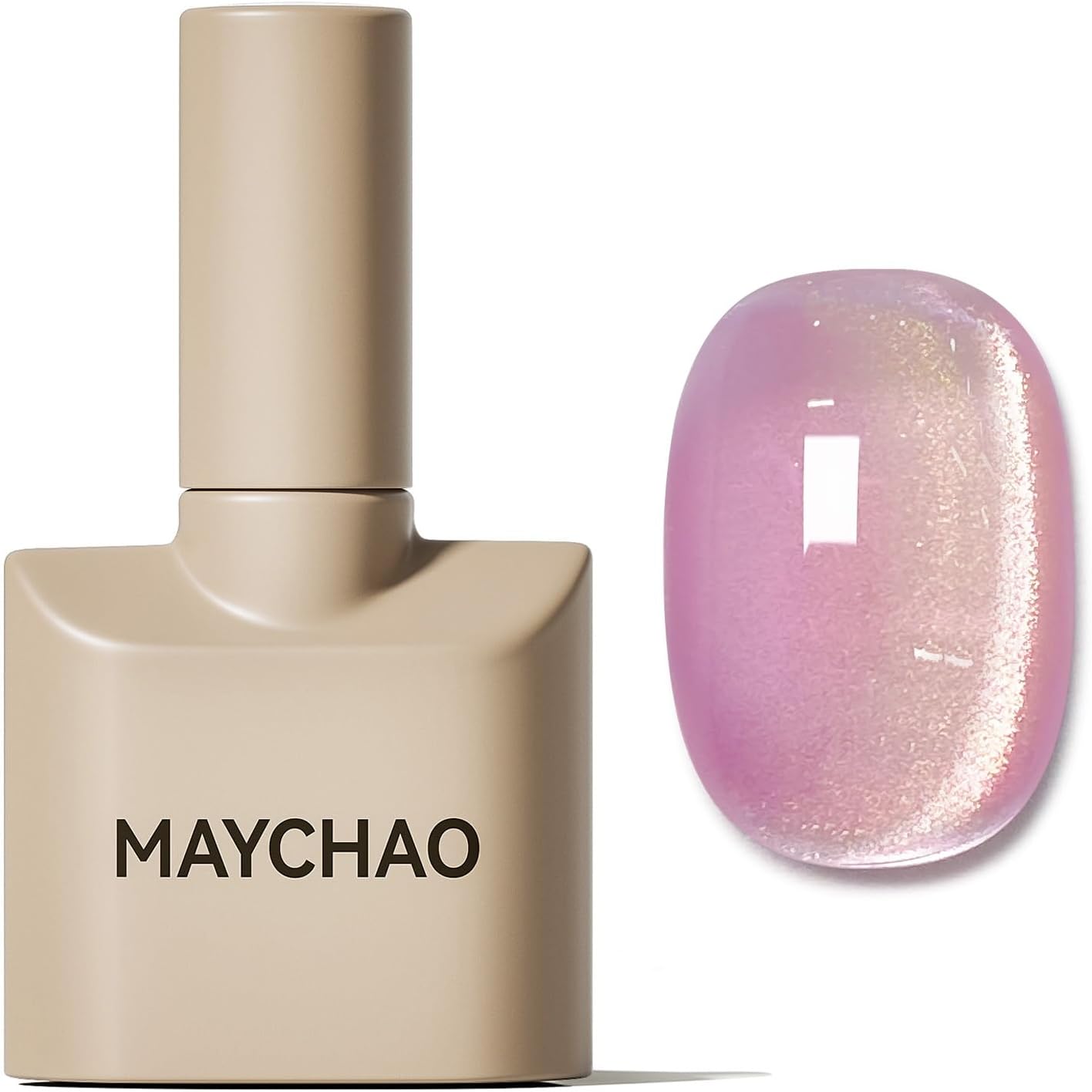 MAYCHAO 15ML Golden Amethyst Cat Eye Gel Nail Polish 1Pc Velvet Mirage Cat Eye Gel Polish Soak off Holographic Magnetic Nail Polish for Nail Art Manicure Salon DIY at Home, 0.5 OZ