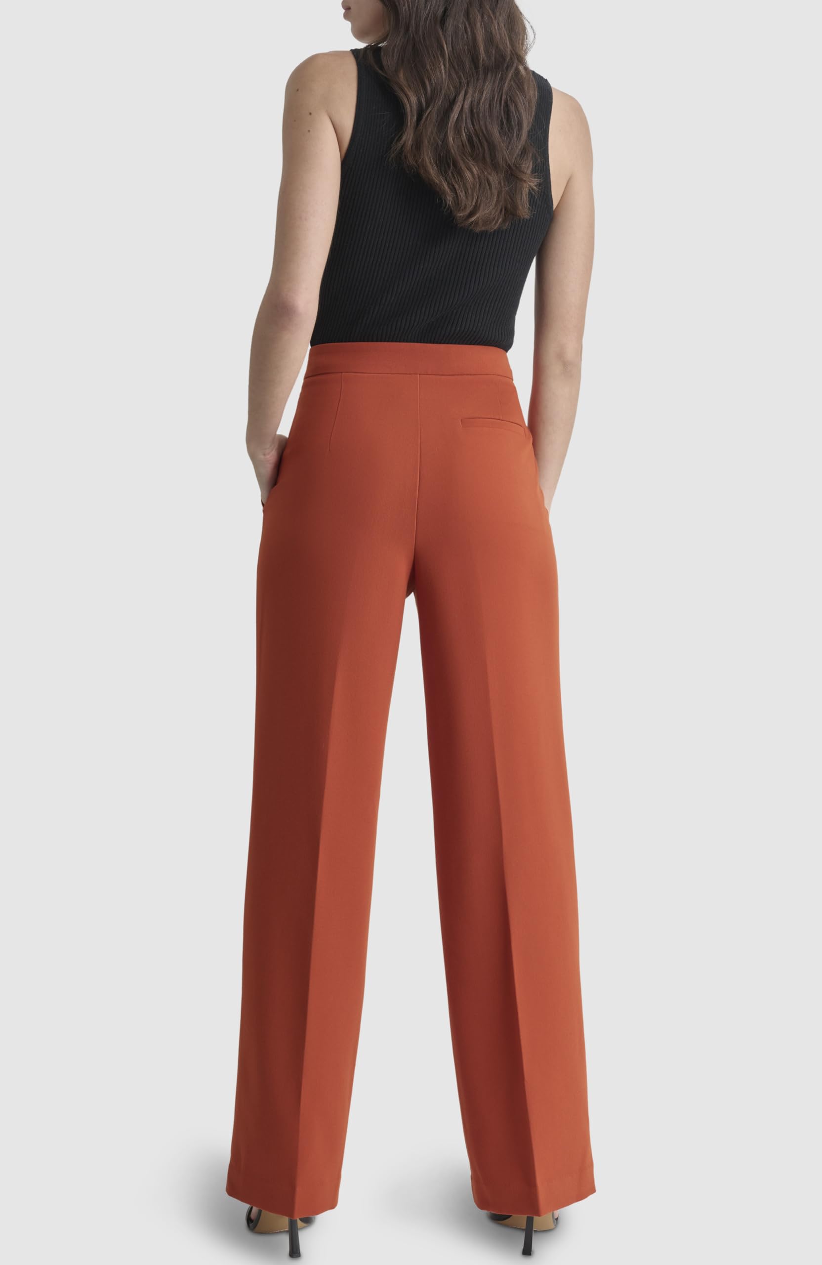 DKNY Double Weave Wide Leg Pants Pantaloni Donna