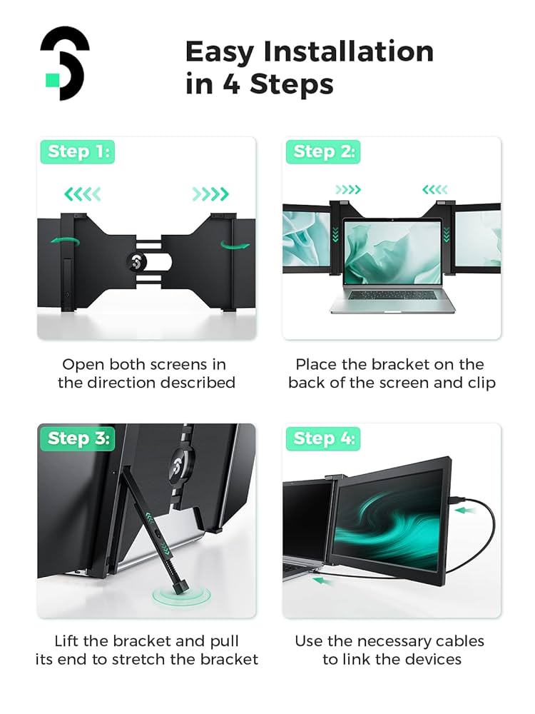 14 Inch Triple Portable Monitor 1080P@60Hz Laptop Screen