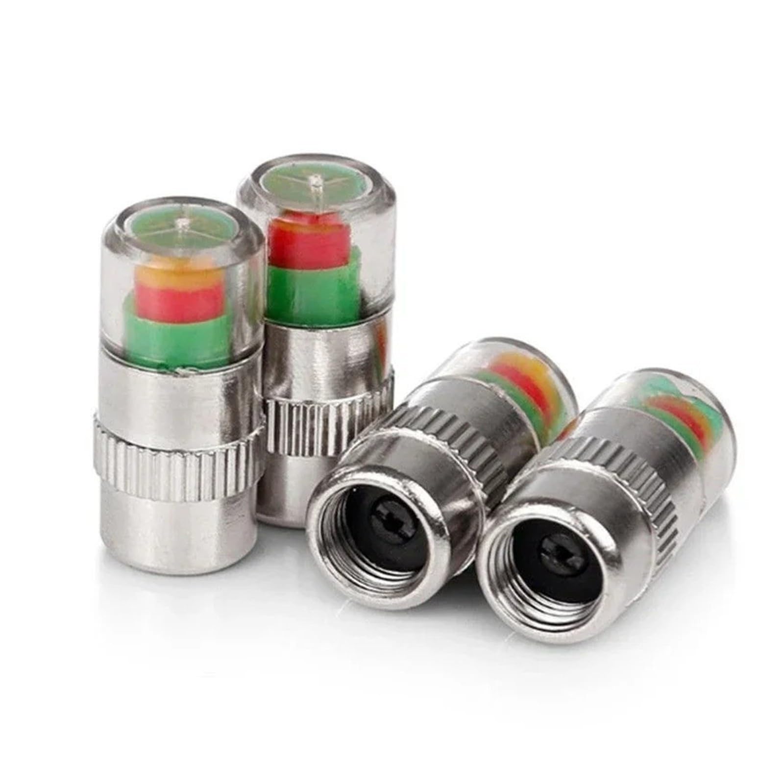 4PCS Tire Pressure Gauge Valve Caps 3-Color Alert Sensor