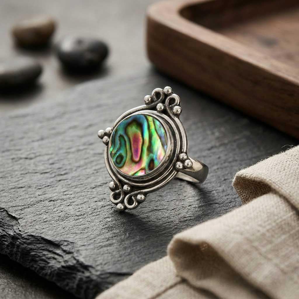 Tiger Eye, Amethyst, Moonstone, Rose Quartz Round Handmade Ring 925 Sterling Silver Plated Boho Chunky Natural Gemstone Jewelry For Women