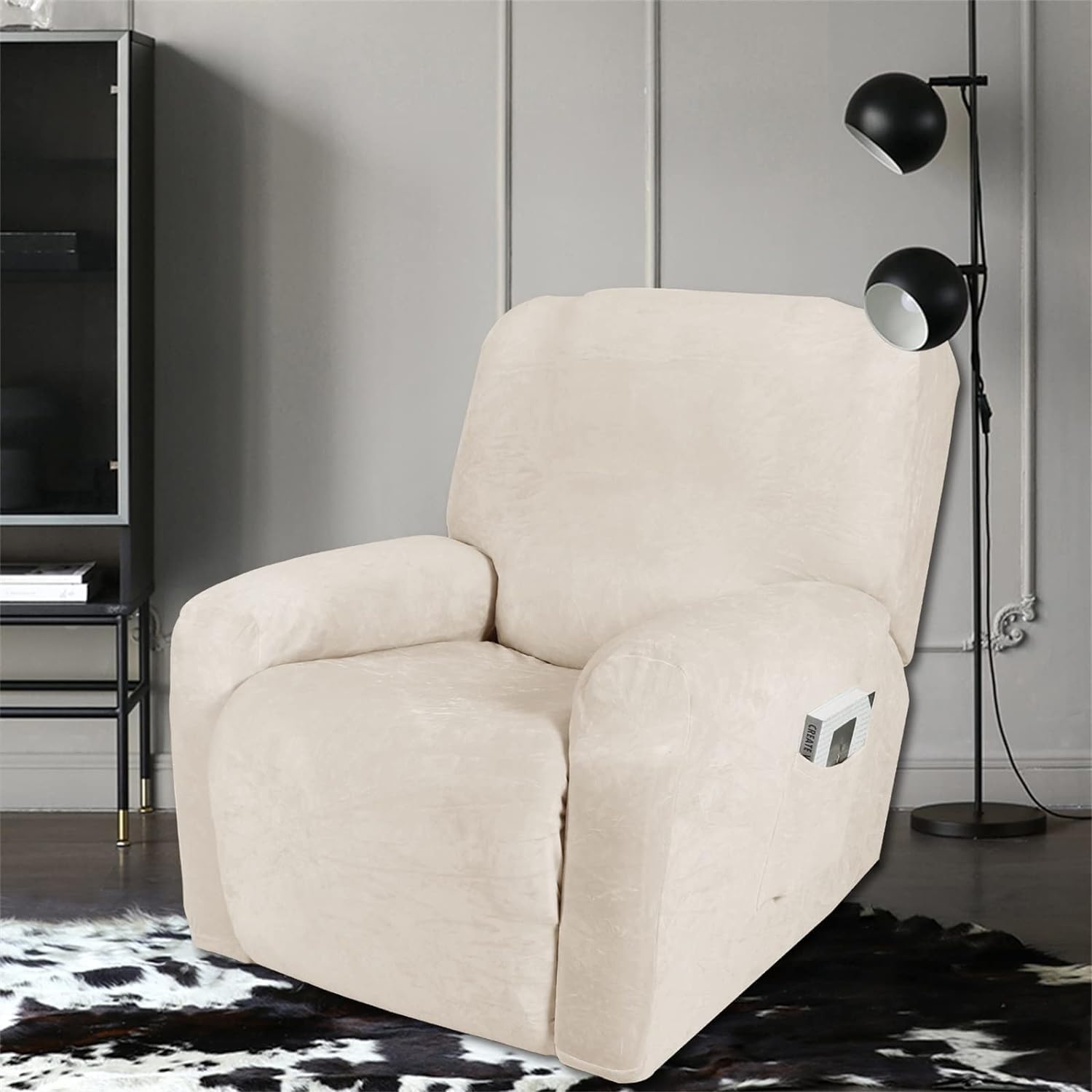 Recliner Chair Covers, Stretch Recliner Cover, Recliner Cover with Pockets, Armchair Cover for Living Room,Washable Furniture Cover