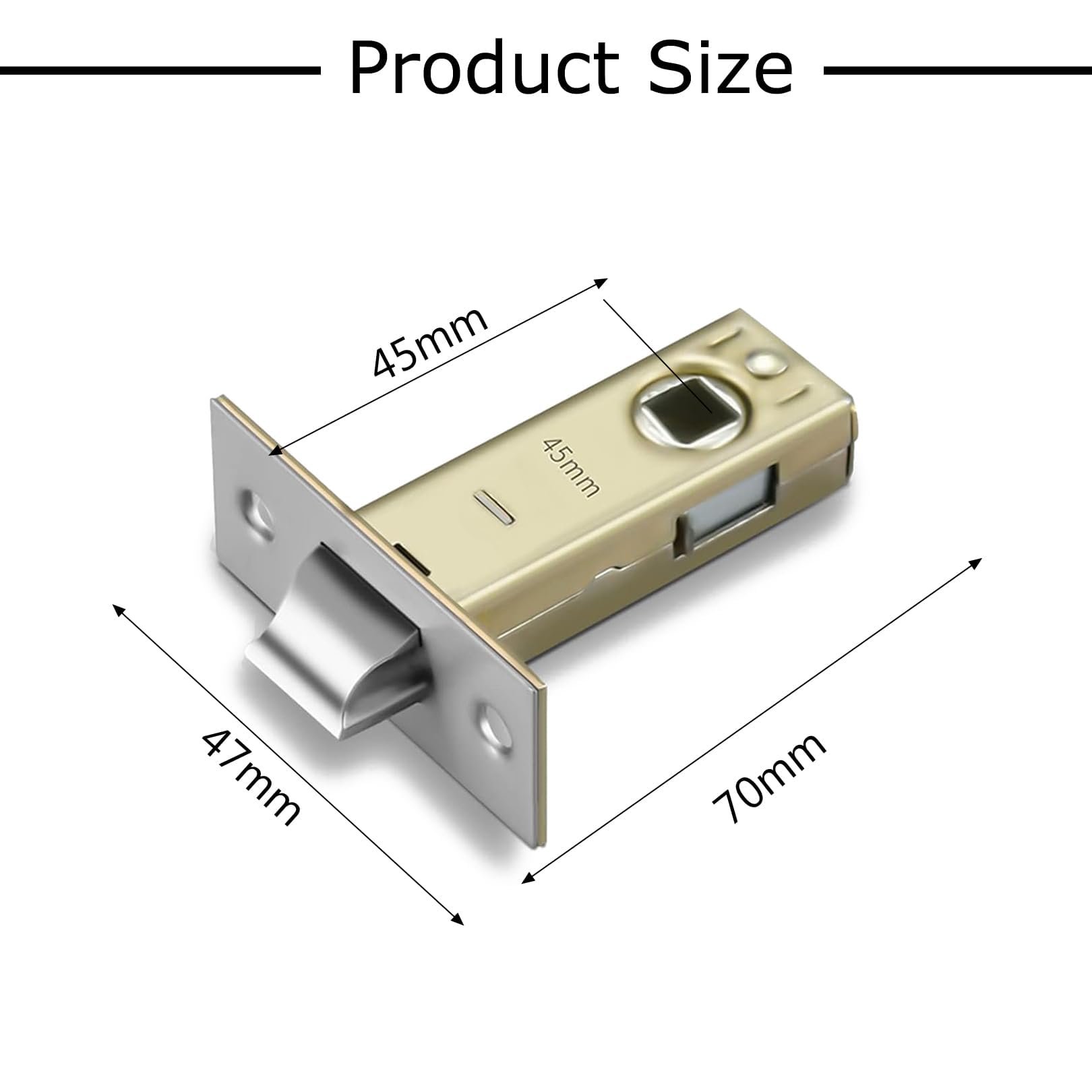 2 Set 45mm Tubular Latch, Lock, Door Latches for Internal Doors Compatible with Various Lock Handles, Silver - Image 2