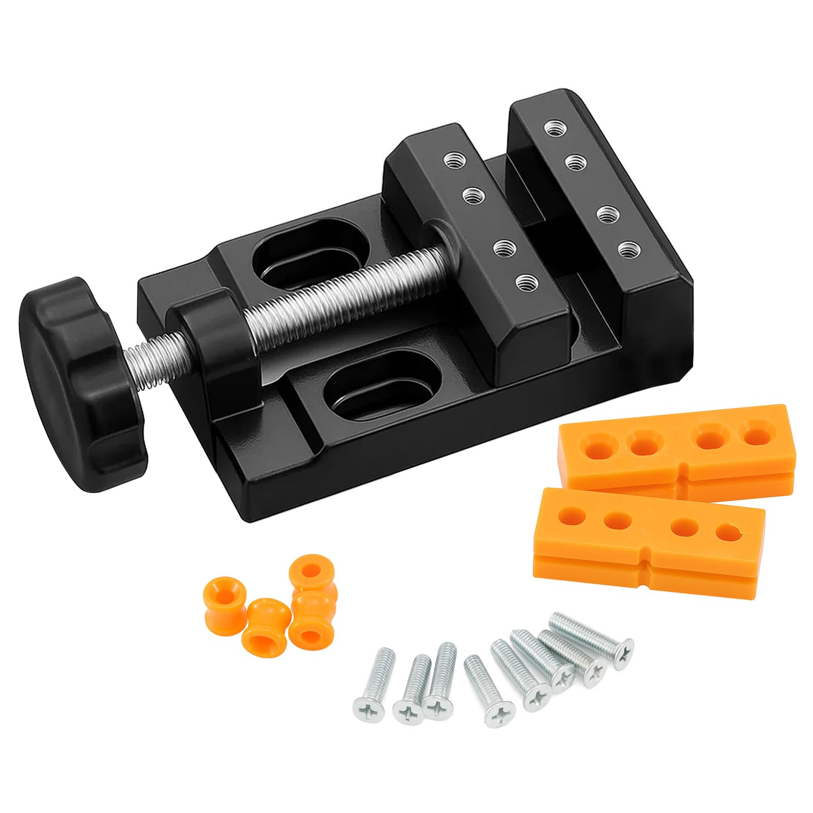 GREENSAPPIRE 2pcs Precision Machined Mini Bench Vise, Adjustable Flat Clamp with Parallel Jaws for Drill Press and DIY Crafts (1)
