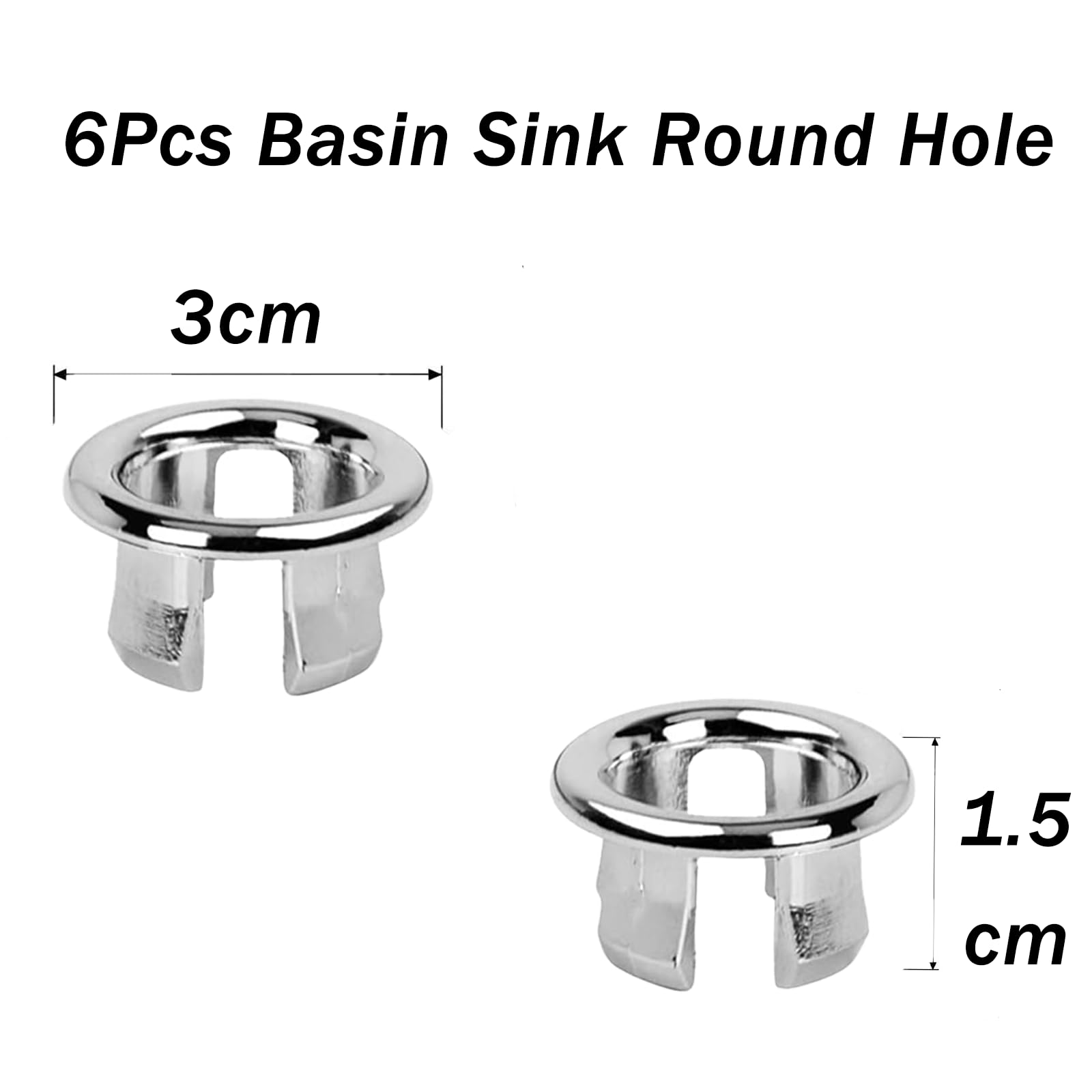 VRSS 6-Claw Sink Overflow Cover Rings - Brushed Nickel, 6 Pack, Fits 22-25mm Holes For Bathroom & Kitchen