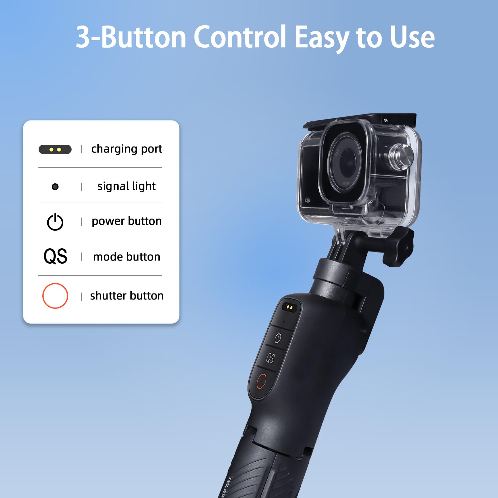 Poignée Flottante pour Selfie - Trépied étanche Extensible avec télécommande Bluetooth - pour caméra d'action DJI Osmo Action 6 5 Pro 4 - avec amplificateur de Signal