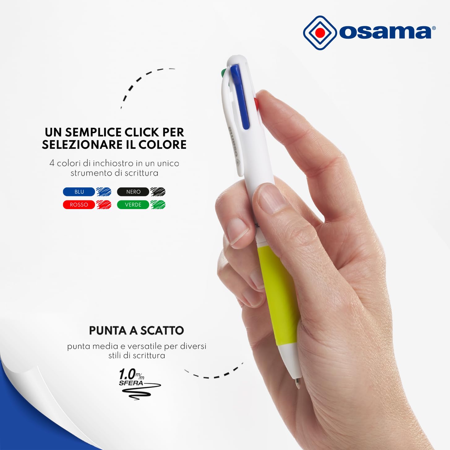 Penne Colorate 4 Colori a Sfera 1.0 mm Multi Set - OSAMA