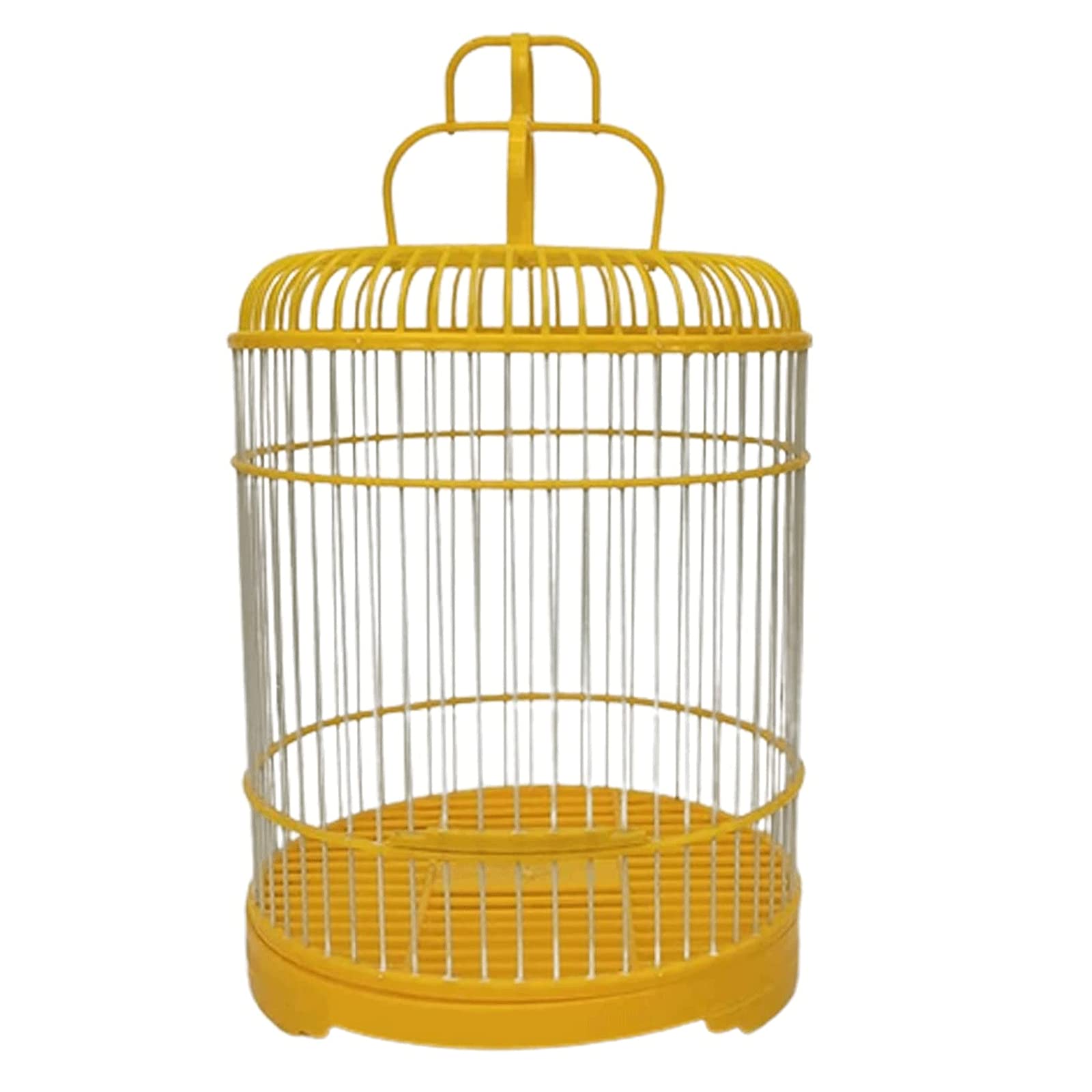 Gabbia per Uccelli Gabbia per Uccelli Portatile Trasportini per Uccelli Rotondi in Plastica con Ganci Gabbie per Uccelli da Appendere per La Casa per Piccoli Uccelli Gabbi,Yellow-