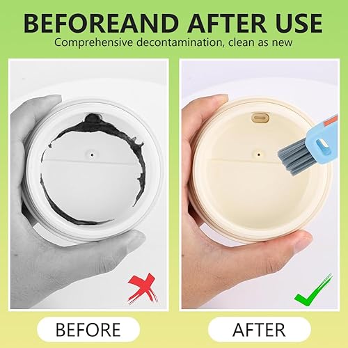 Miniatura 5 de Juego de cepillos de limpieza 3 en 1 para tapa de taza, cepillo multifuncional de limpieza de botellas, limpiador de huecos de tapa de taza de